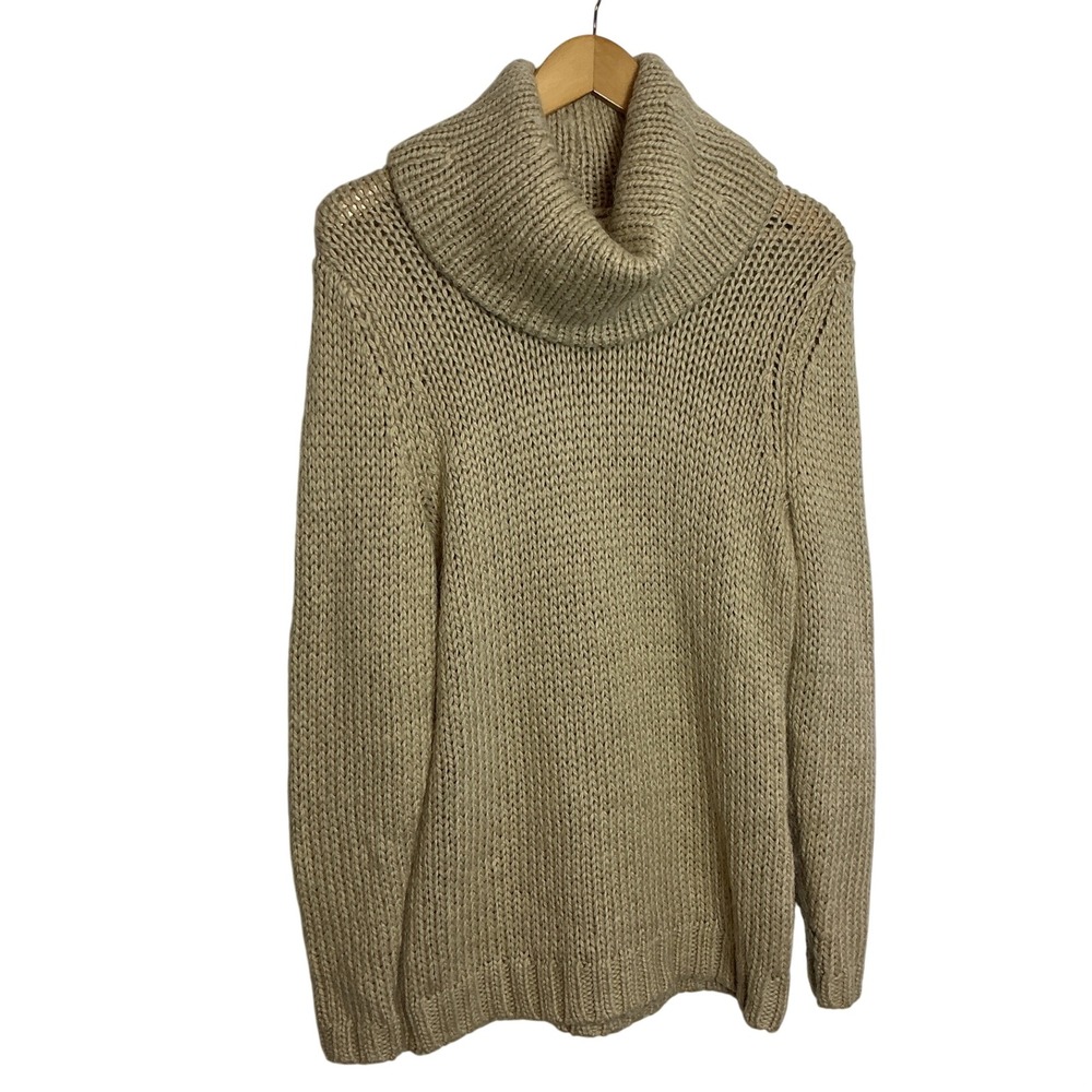 Vintage LL Bean Large Wool Alpaca Blend Chunky Cowl Neck Sweater Cozy Ultrasoft